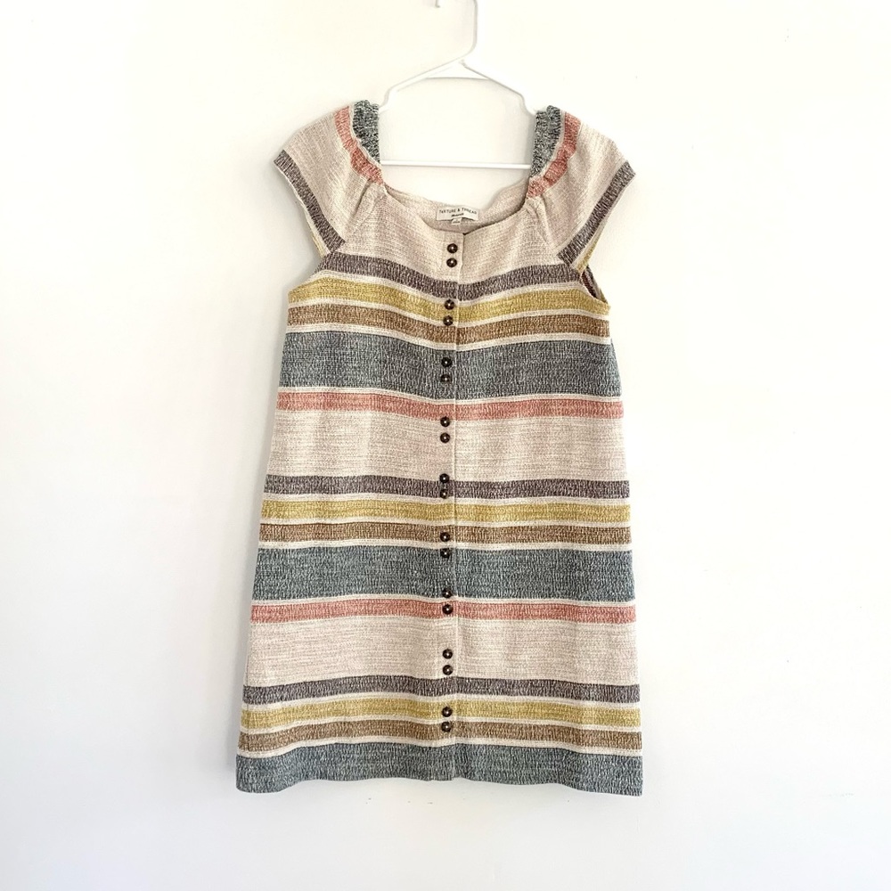 Madewell Texture & Thread Striped Cap Sleeve Dress
